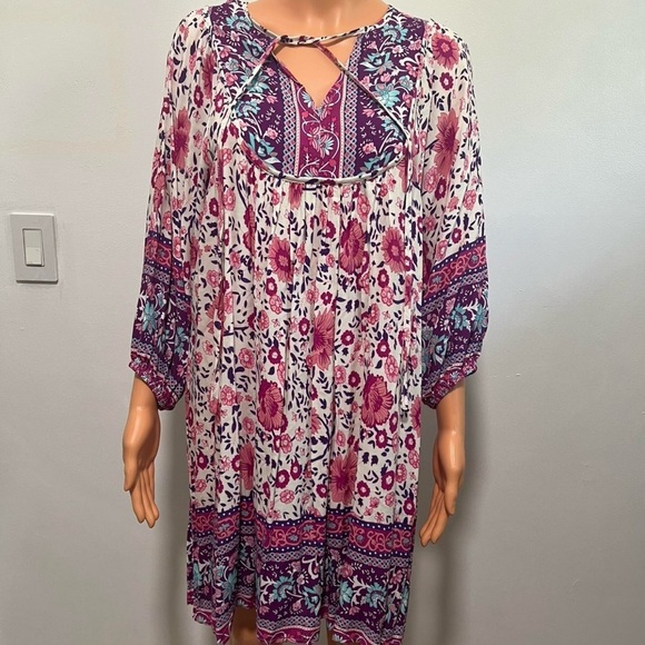 Temofon Floral Midi Dress - Pink and Purple - Picture 4 of 5